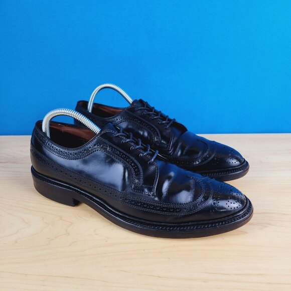 Allen Edmonds Macneil 1998 Vtg Size 9 A Black leather Long wingtip blucher Shoes main image 12